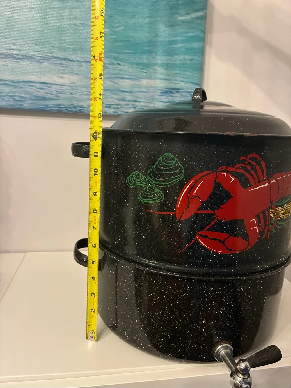 Black Speckled Enamel Lobster Stockpot with Spigot